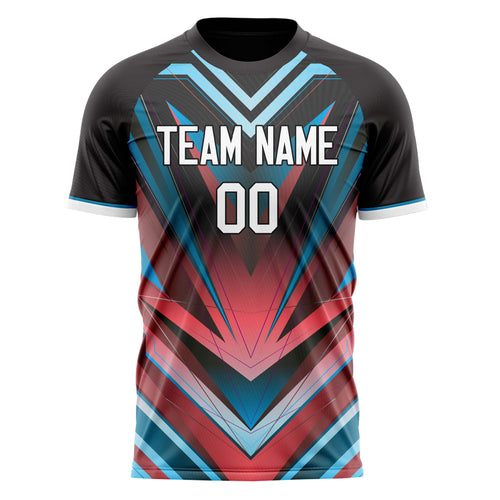 Personalized Black & Red Pattern Soccer Jersey