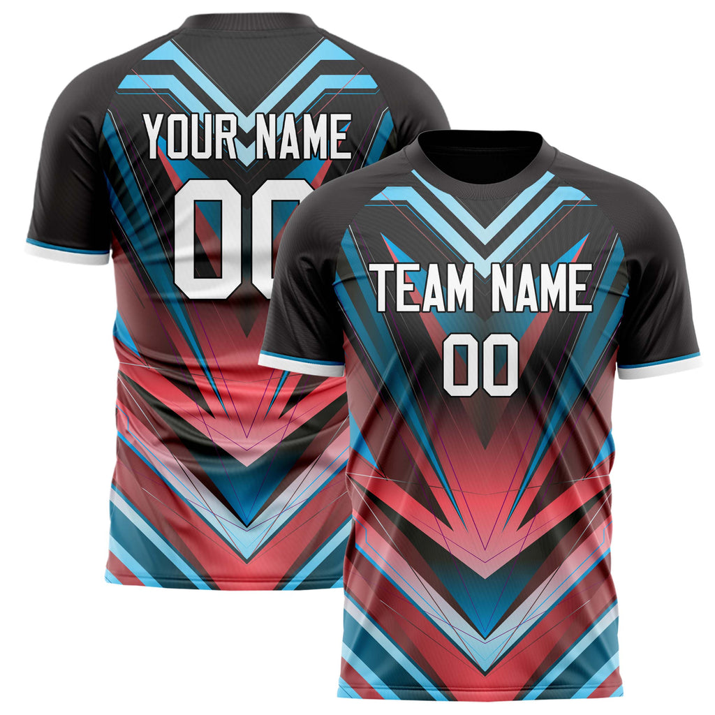 Personalized Black & Red Pattern Soccer Jersey