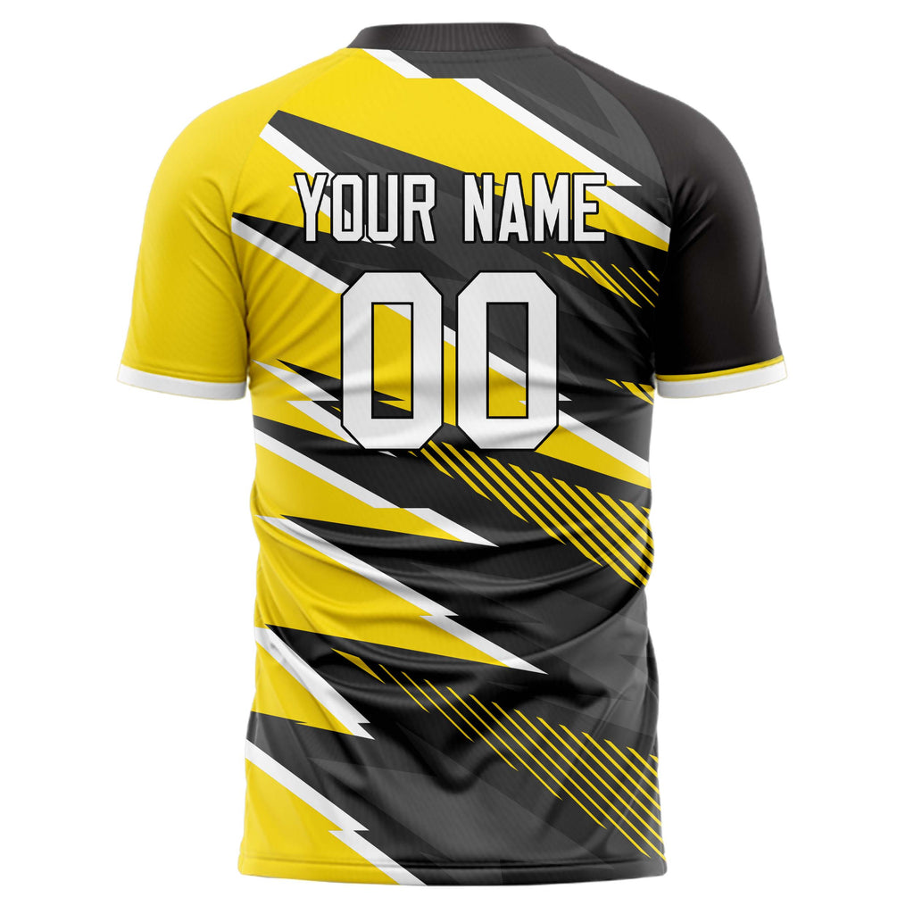 Personalized Black & Yellow Pattern Soccer Jersey