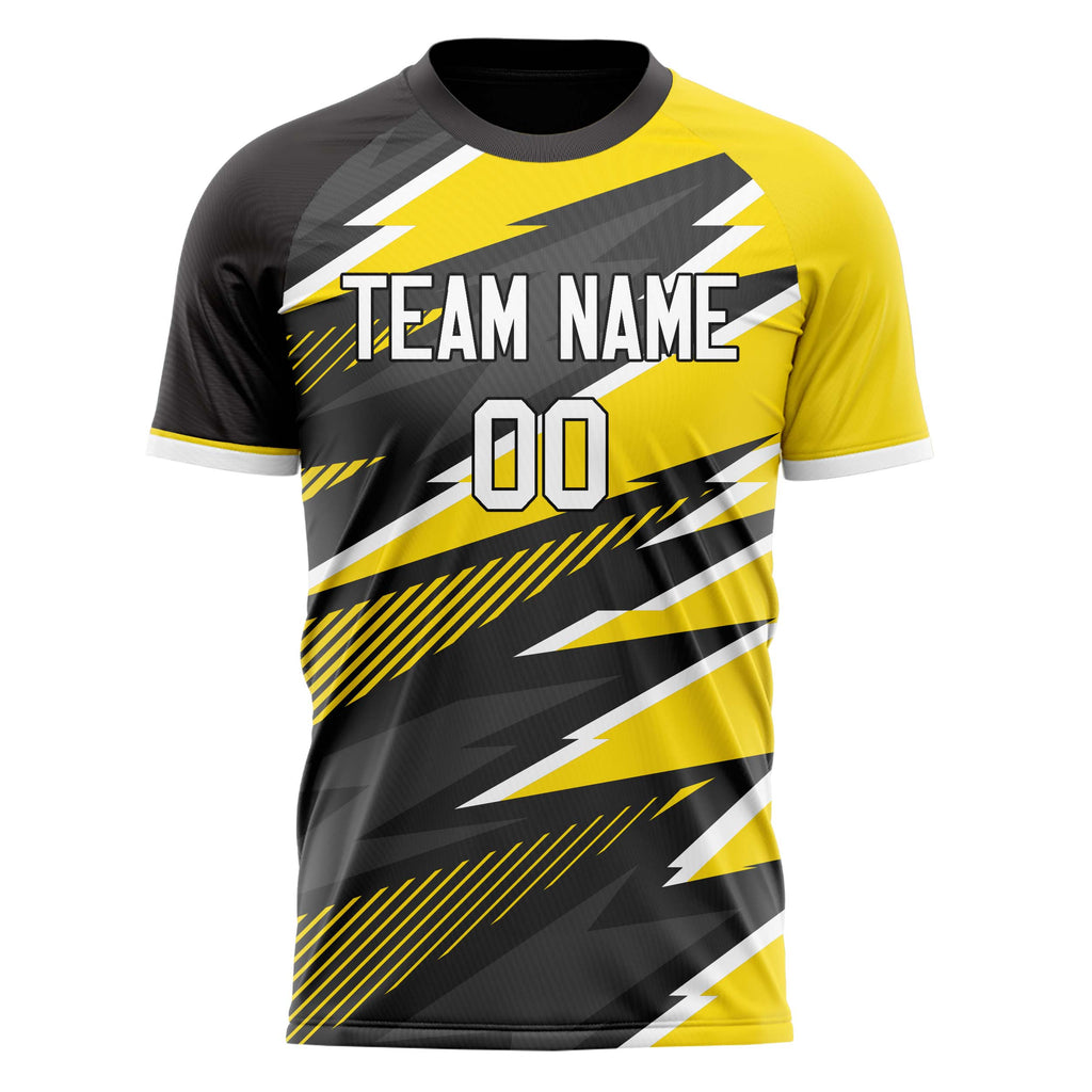 Personalized Black & Yellow Pattern Soccer Jersey