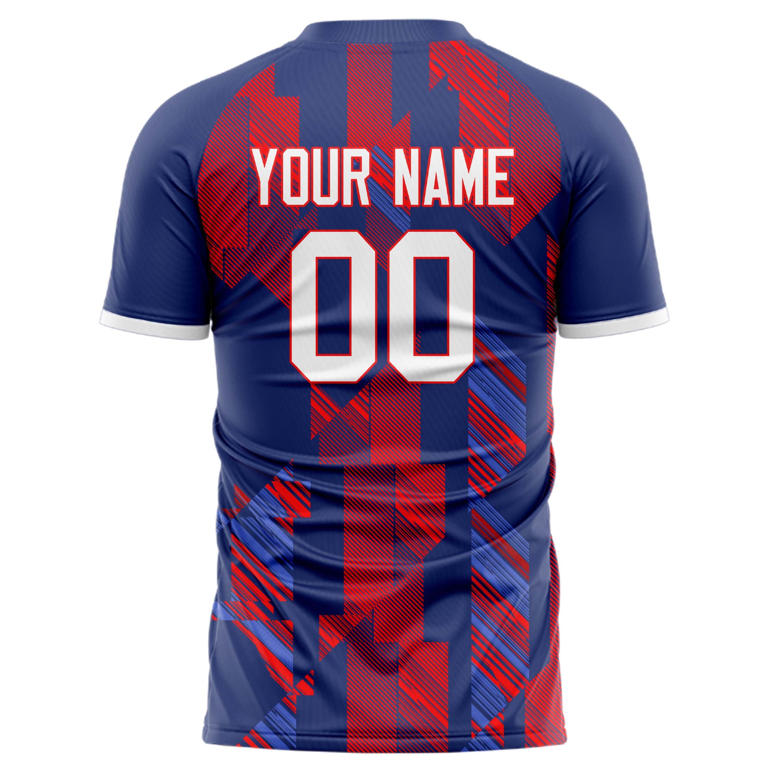 Personalized Navy & Red Pattern Soccer Jersey