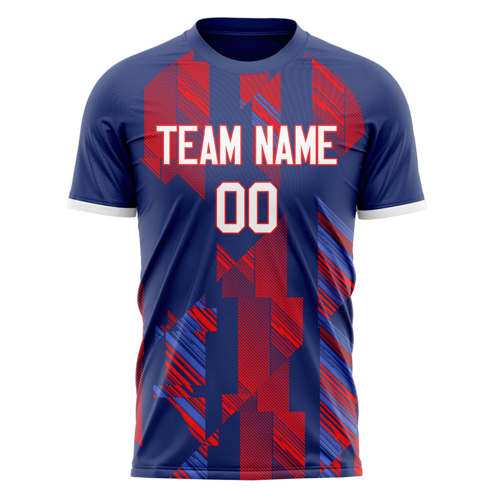 Personalized Navy & Red Pattern Soccer Jersey