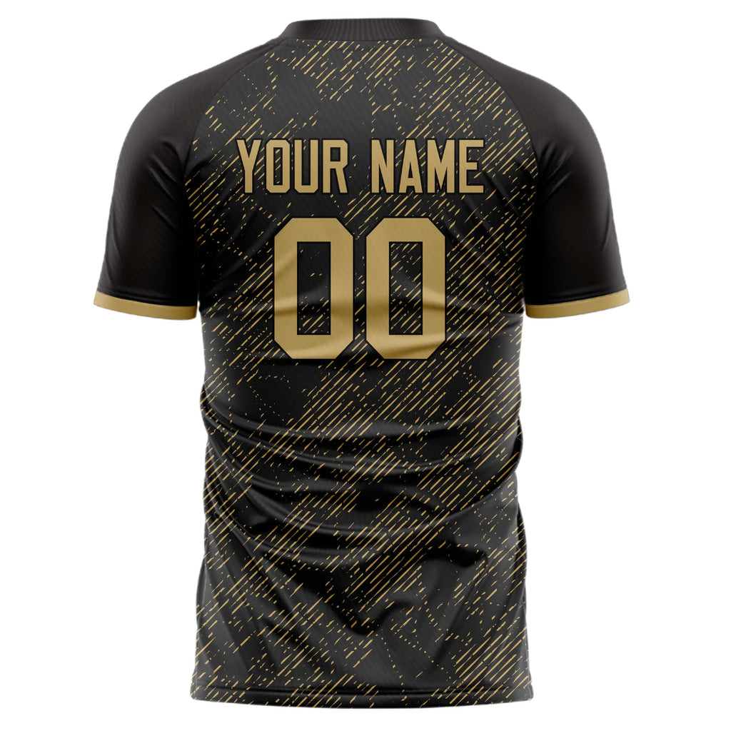 Personalized Black & Old Gold Pattern Soccer Jersey