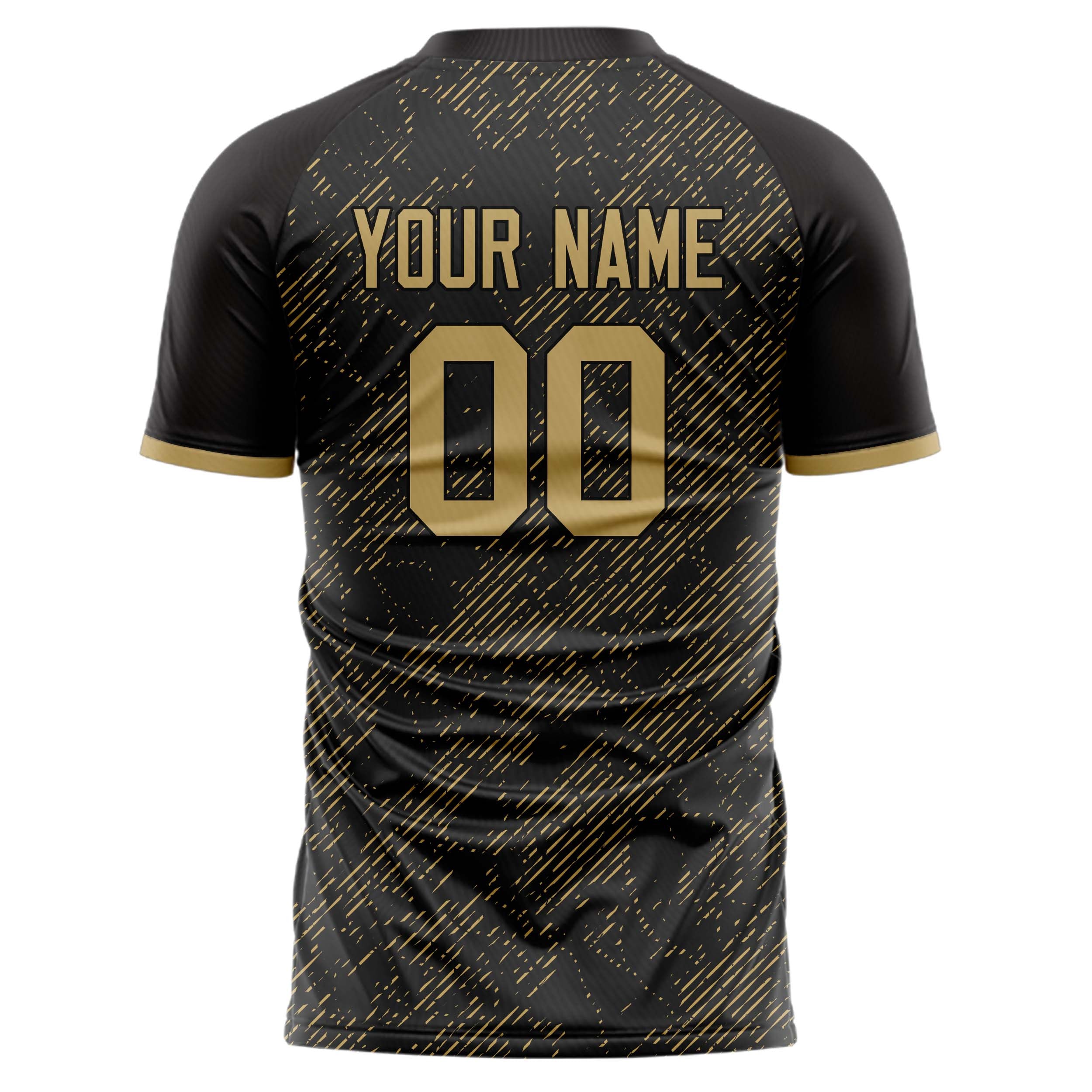 Personalized Black & Old Gold Pattern Soccer Jersey
