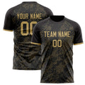 Personalized Black & Old Gold Pattern Soccer Jersey