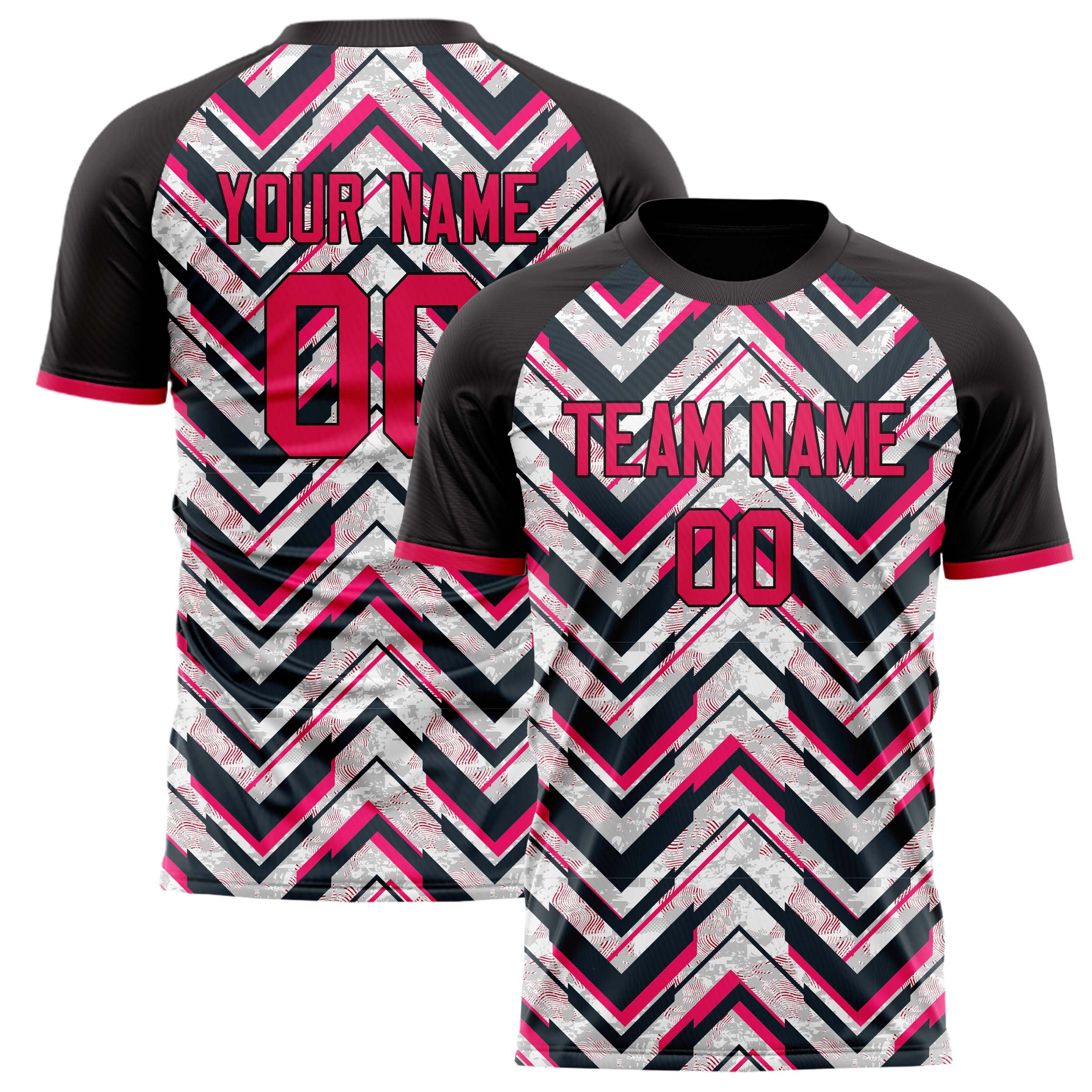 Personalized Black & Pink Pattern Soccer Jersey