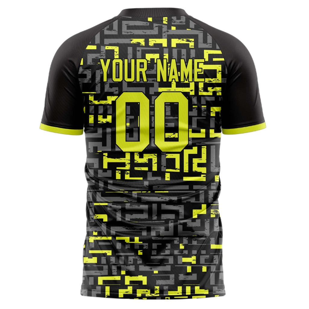 Personalized Black & Yellow Pattern Soccer Jersey