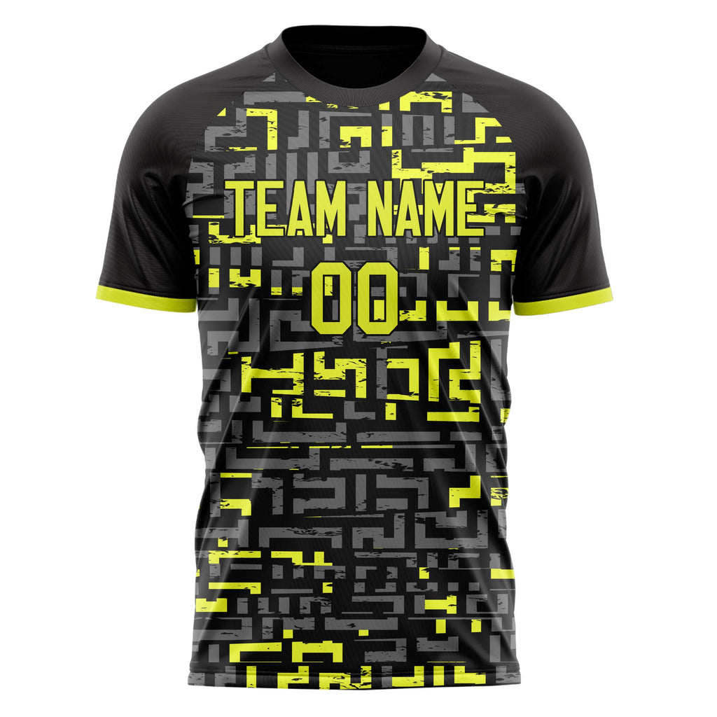 Personalized Black & Yellow Pattern Soccer Jersey