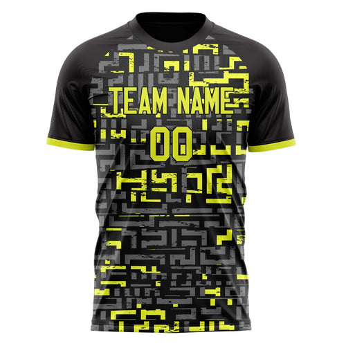 Personalized Black & Yellow Pattern Soccer Jersey