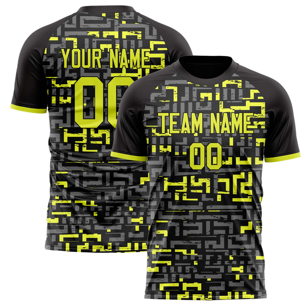 Personalized Black & Yellow Pattern Soccer Jersey