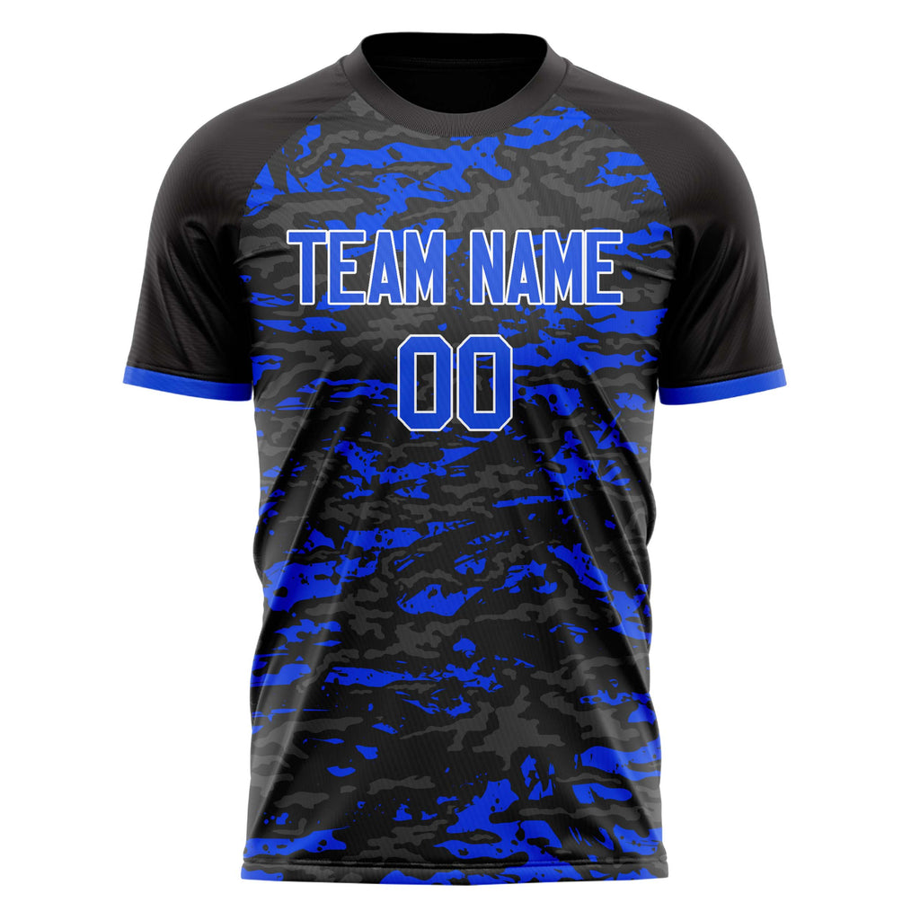 Personalized Black & Blue Pattern Soccer Jersey