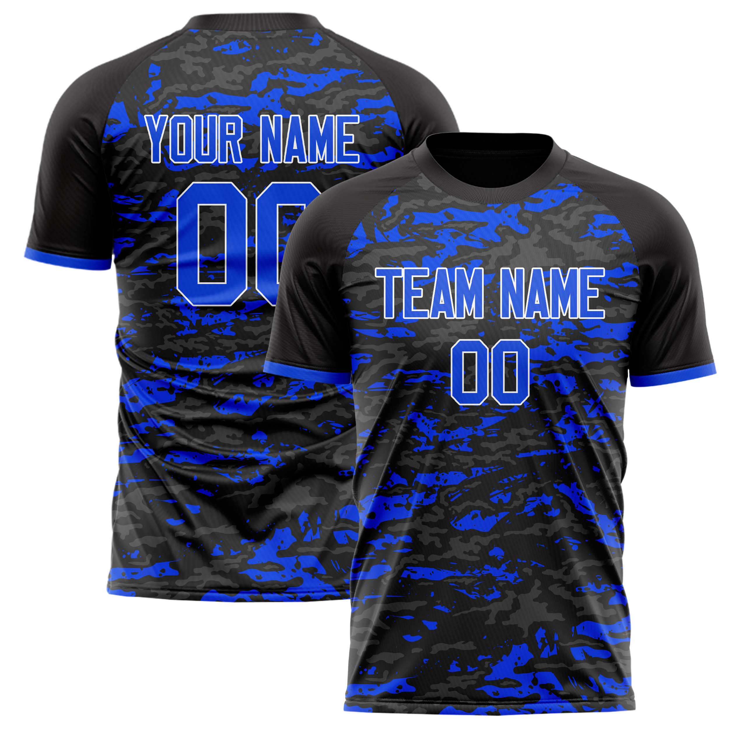 Personalized Black & Blue Pattern Soccer Jersey