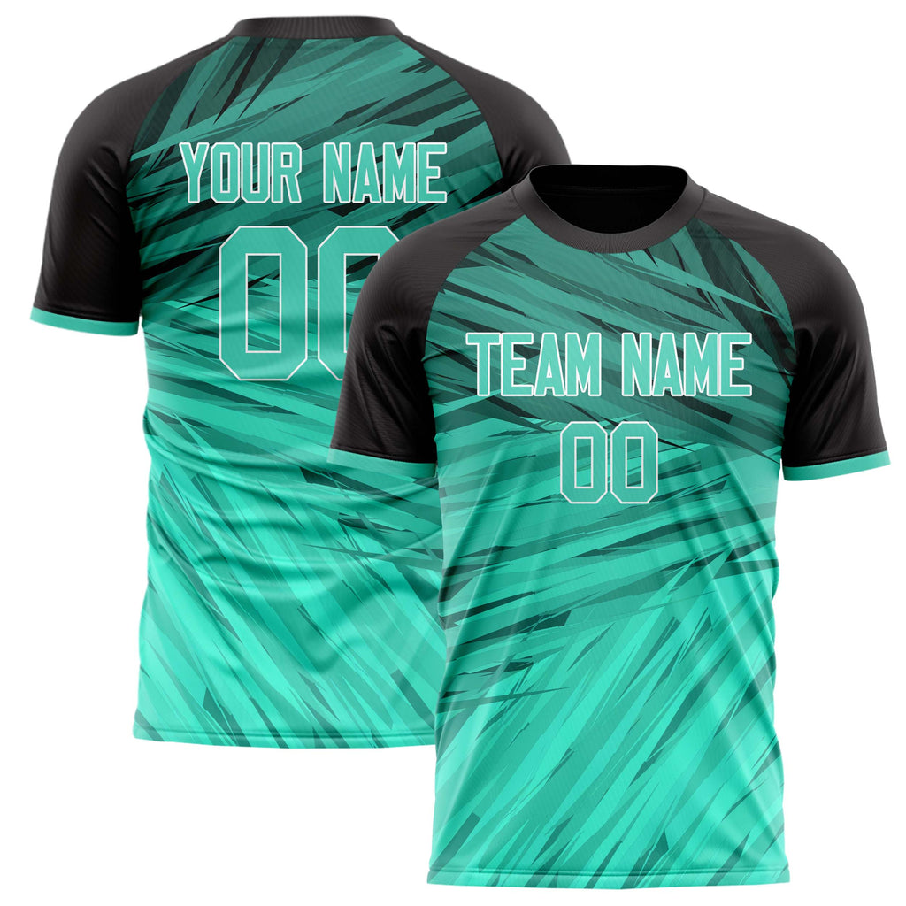 Personalized Teal & Black Pattern Soccer Jersey