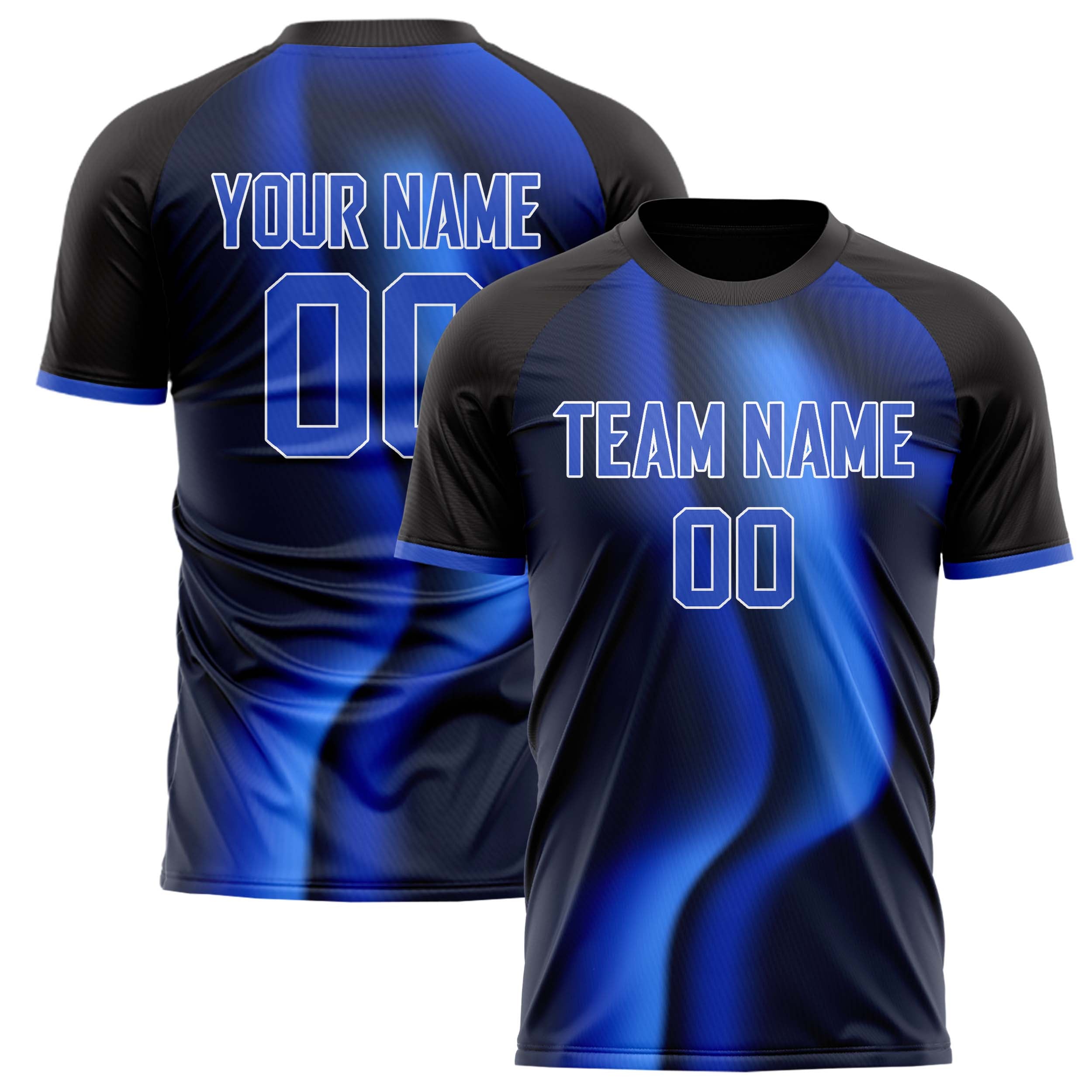 Personalized Black & Blue Pattern Soccer Jersey