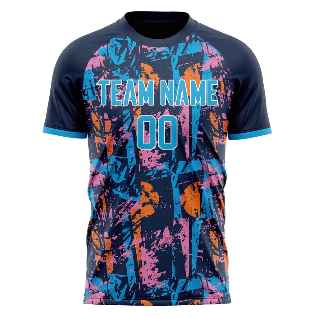 Personalized Navy & Blue Pattern Soccer Jersey