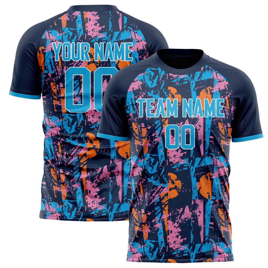 Personalized Navy & Blue Pattern Soccer Jersey