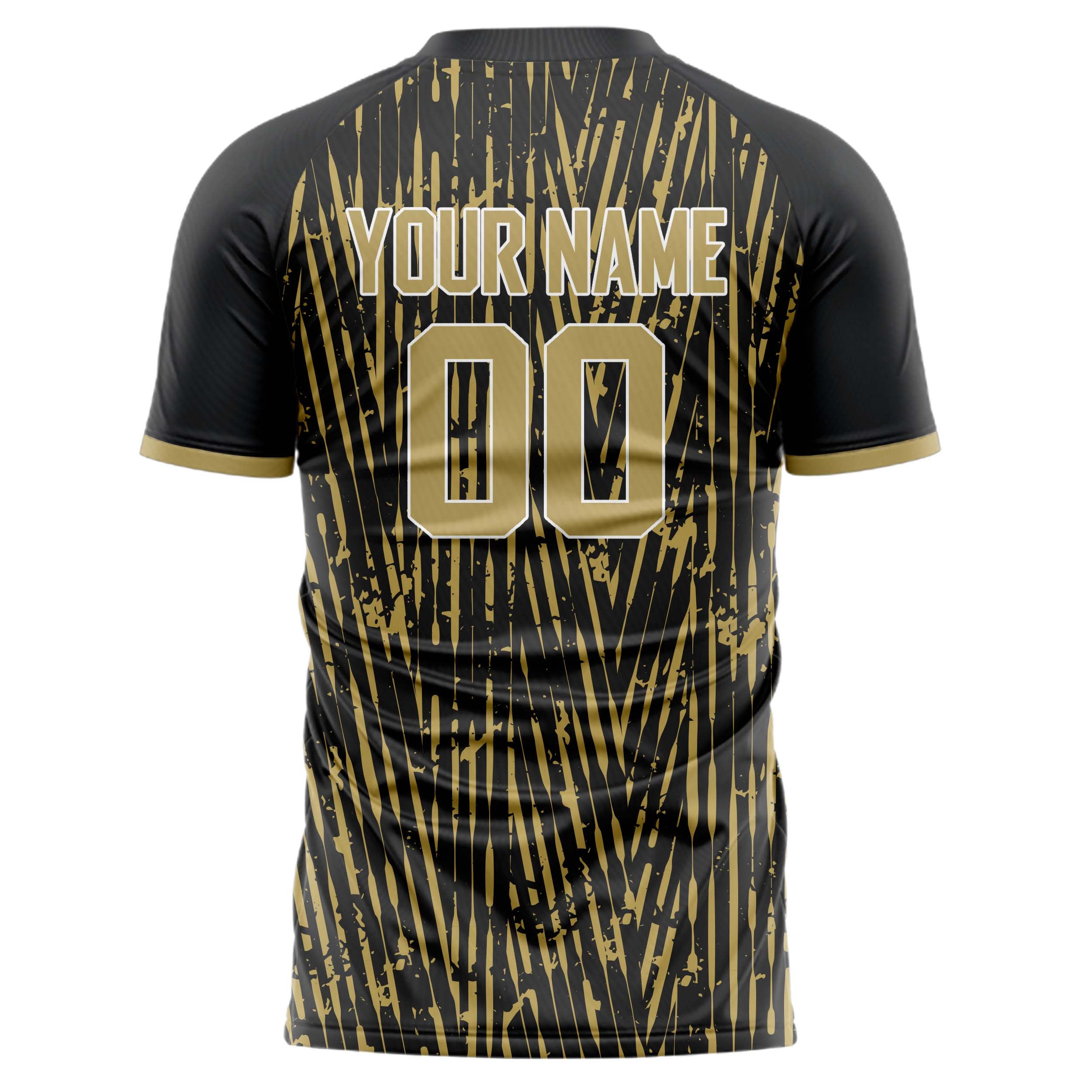 Personalized Black & Old Gold Pattern Soccer Jersey