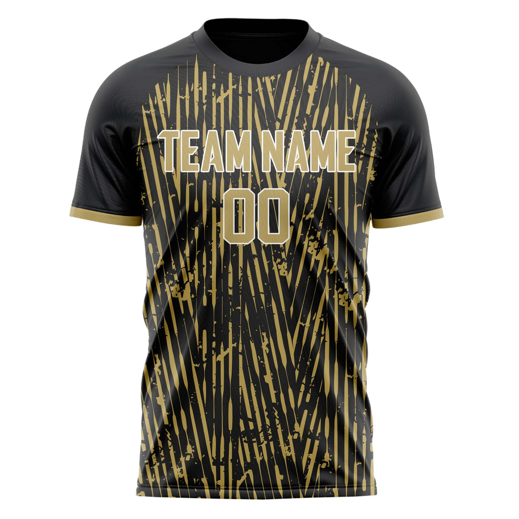 Personalized Black & Old Gold Pattern Soccer Jersey