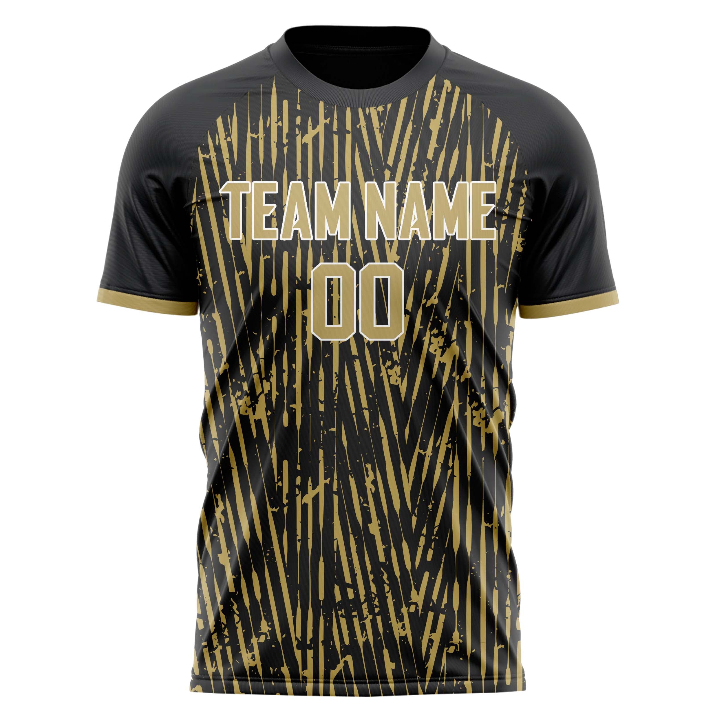 Personalized Black & Old Gold Pattern Soccer Jersey