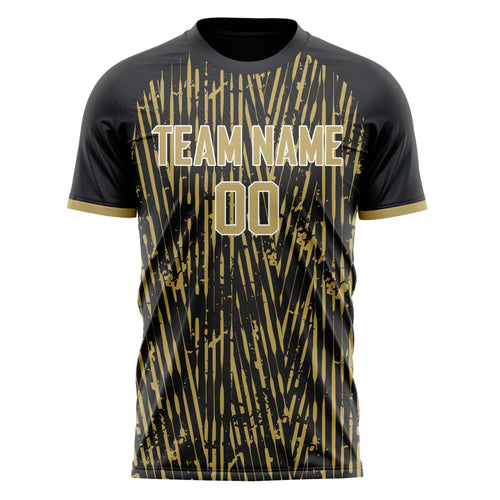 Personalized Black & Old Gold Pattern Soccer Jersey