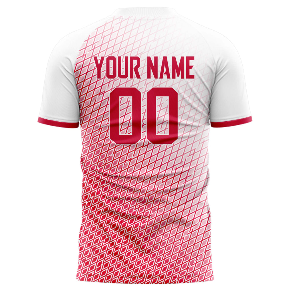 Personalized Red & White Pattern Soccer Jersey