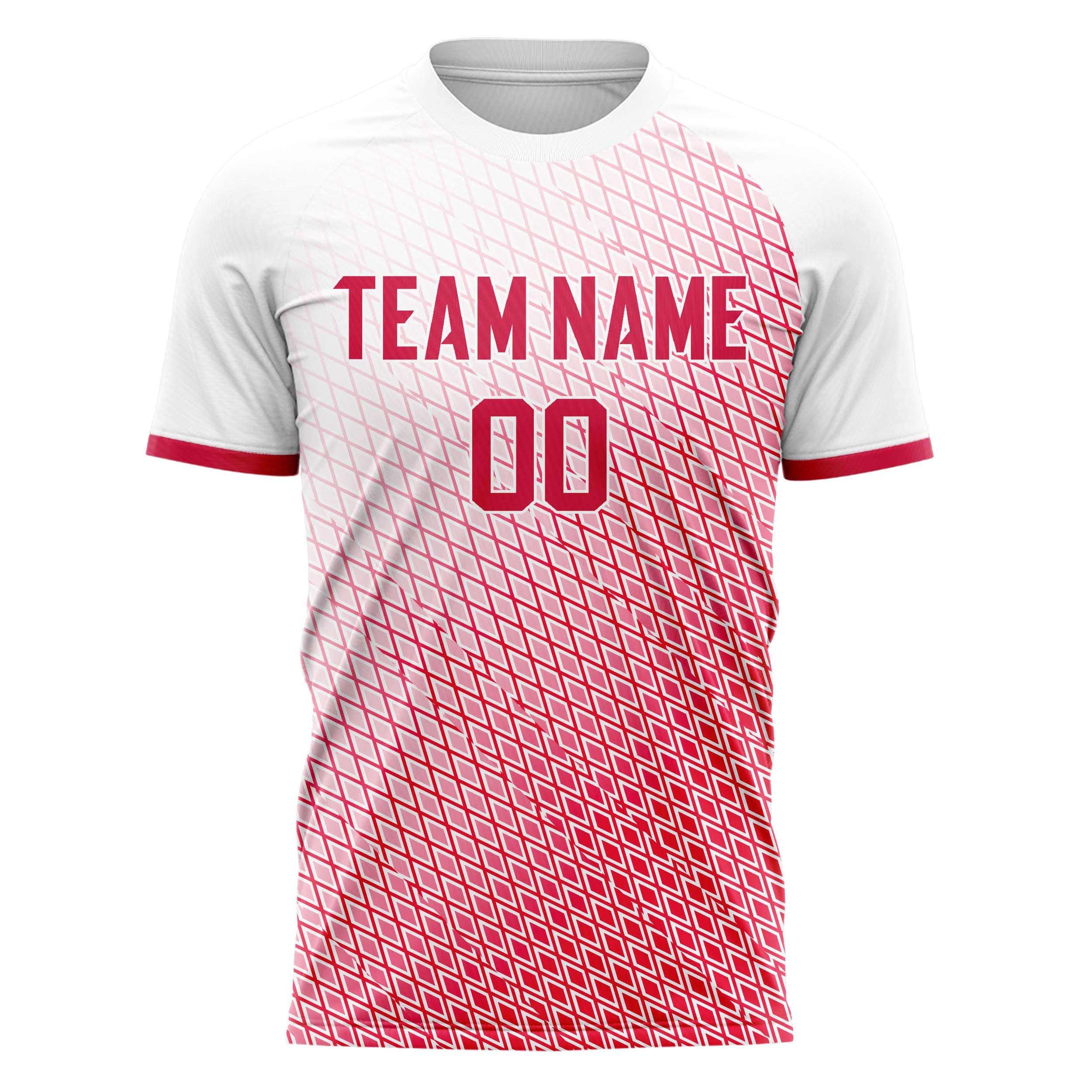Personalized Red & White Pattern Soccer Jersey