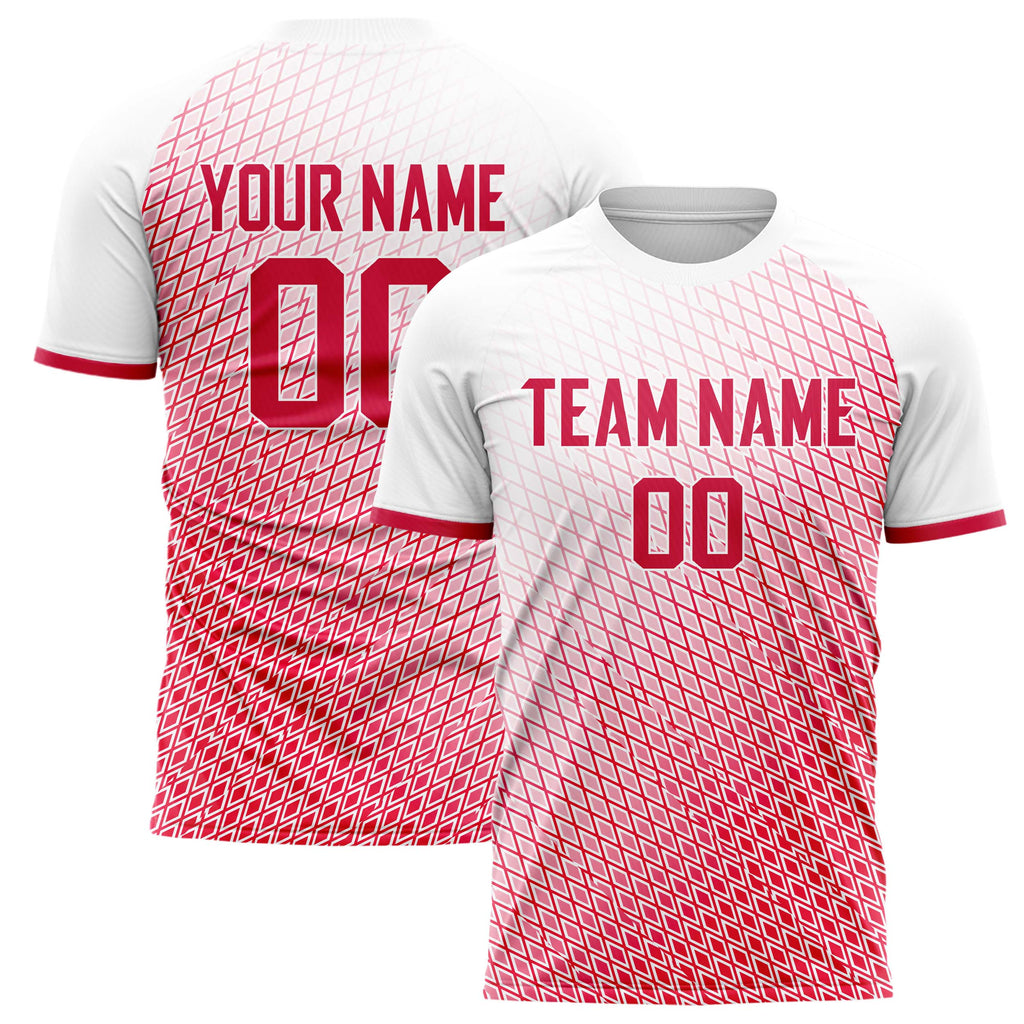 Personalized Red & White Pattern Soccer Jersey