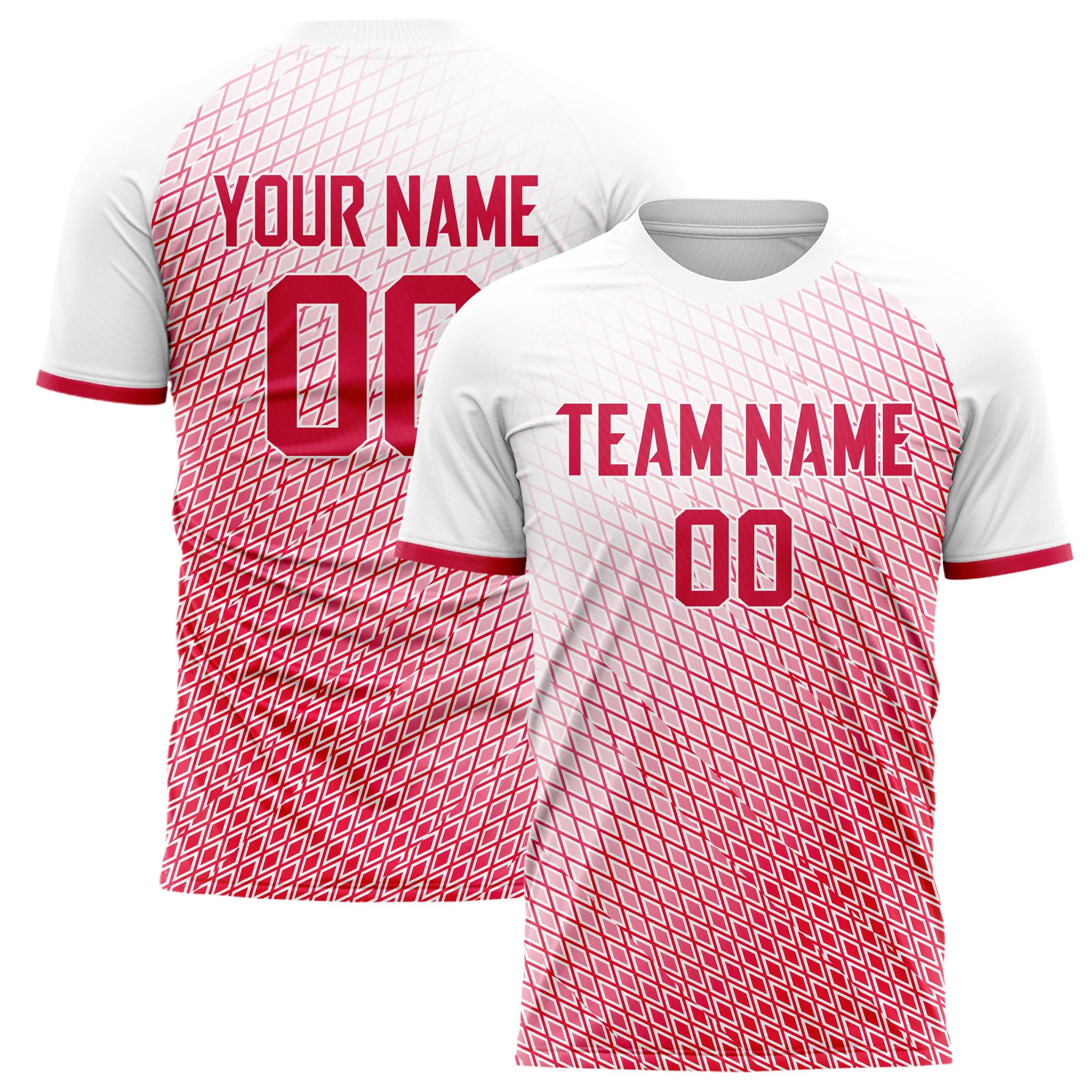 Personalized Red & White Pattern Soccer Jersey