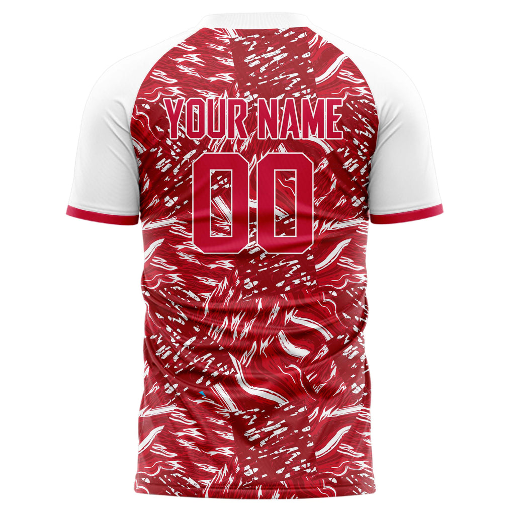 Personalized Red & White Pattern Soccer Jersey