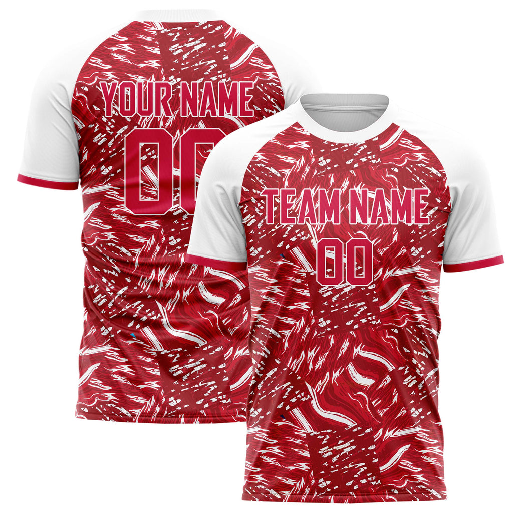 Personalized Red & White Pattern Soccer Jersey