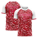 Personalized Red & White Pattern Soccer Jersey