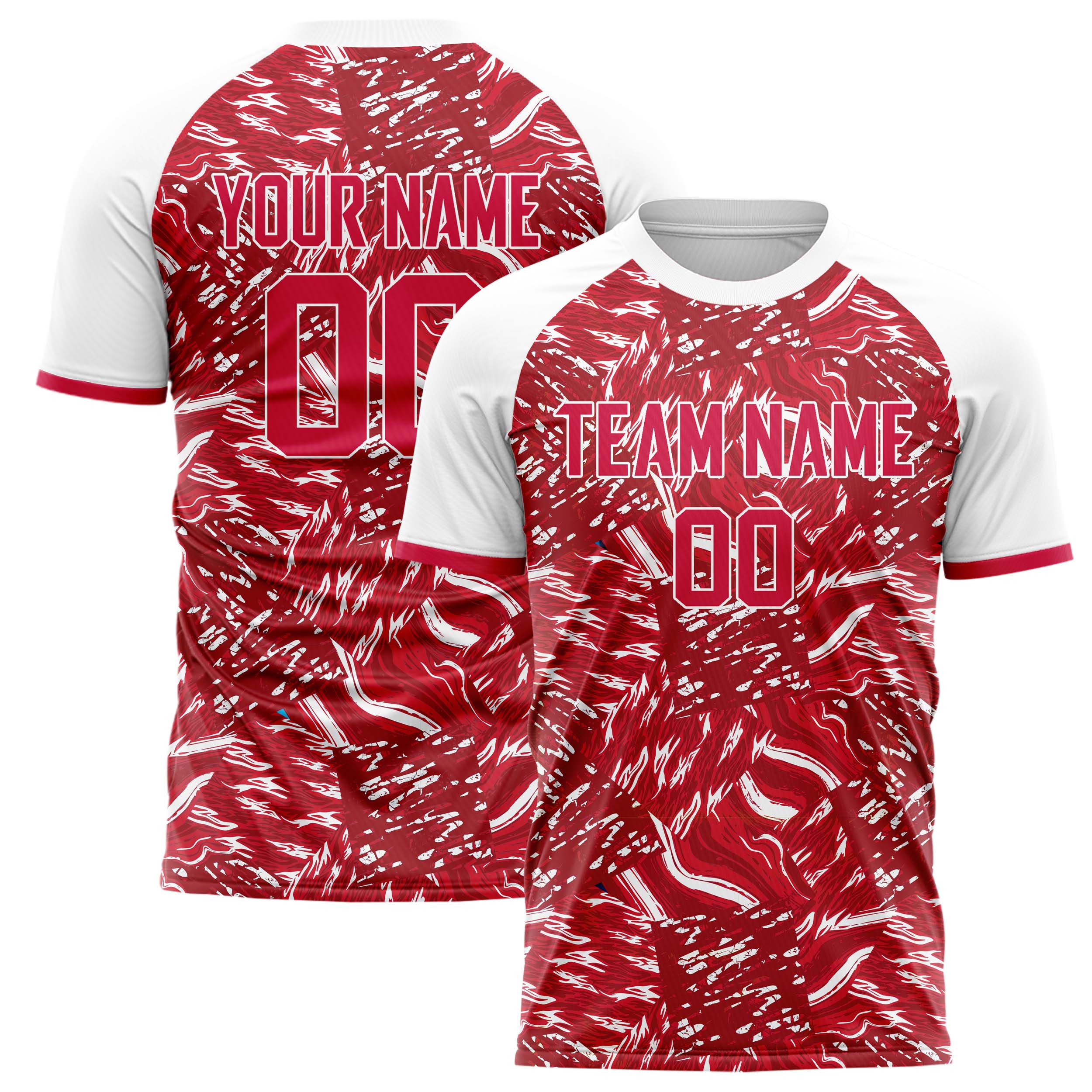 Personalized Red & White Pattern Soccer Jersey