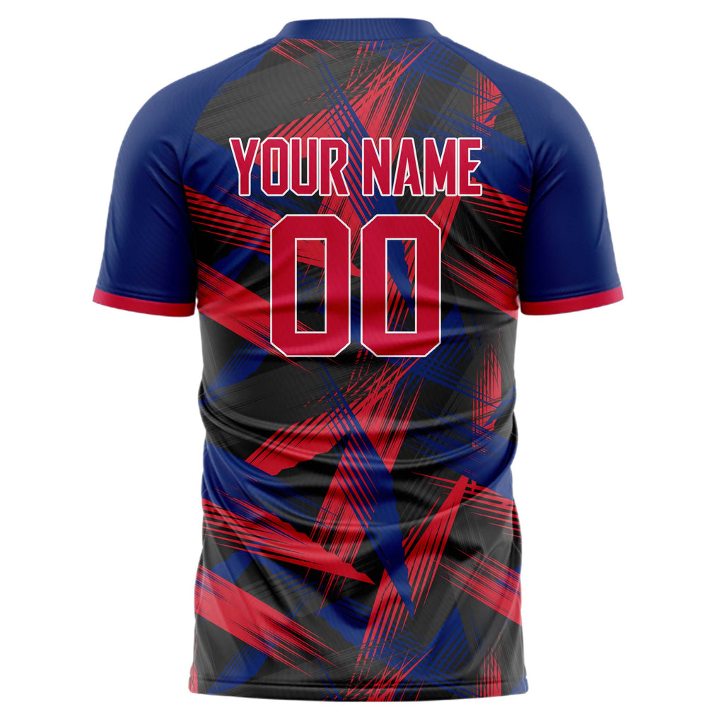 Personalized Red & Black Pattern Soccer Jersey
