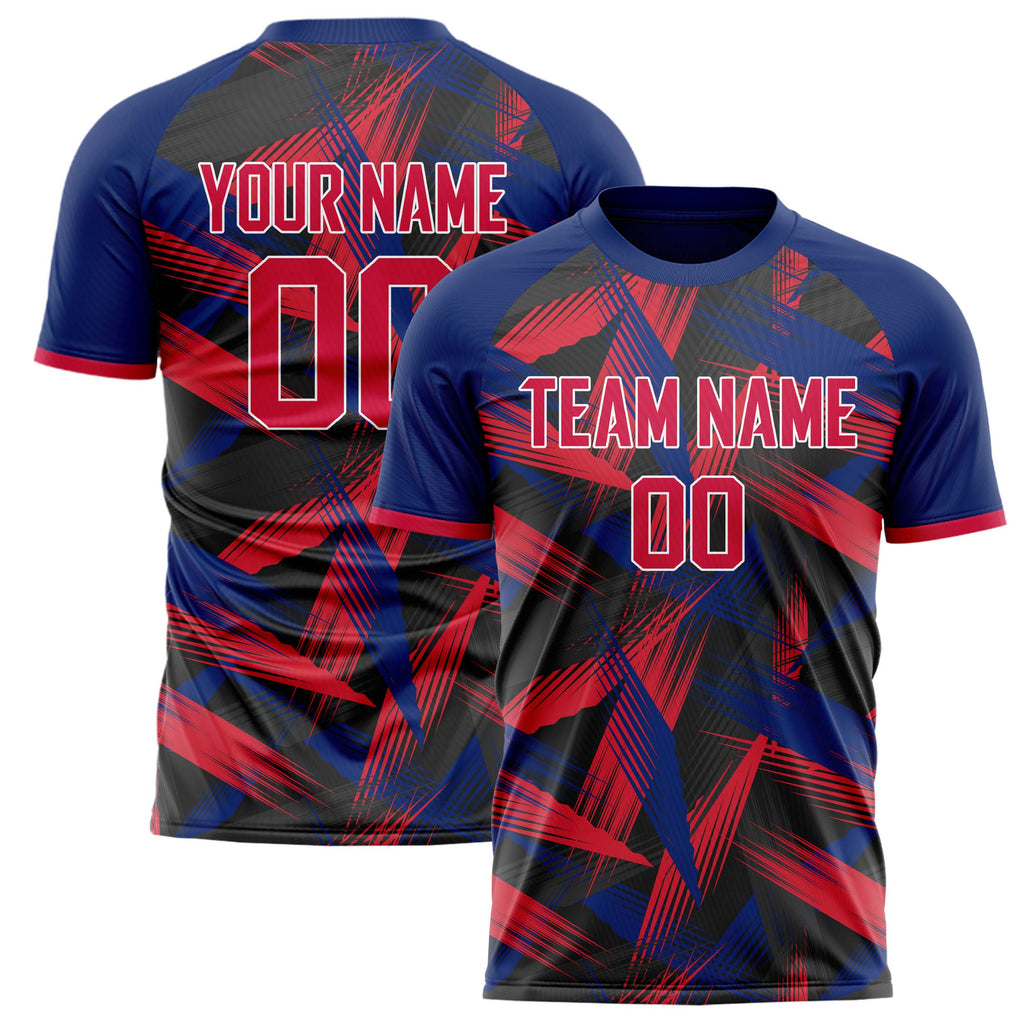 Personalized Red & Black Pattern Soccer Jersey