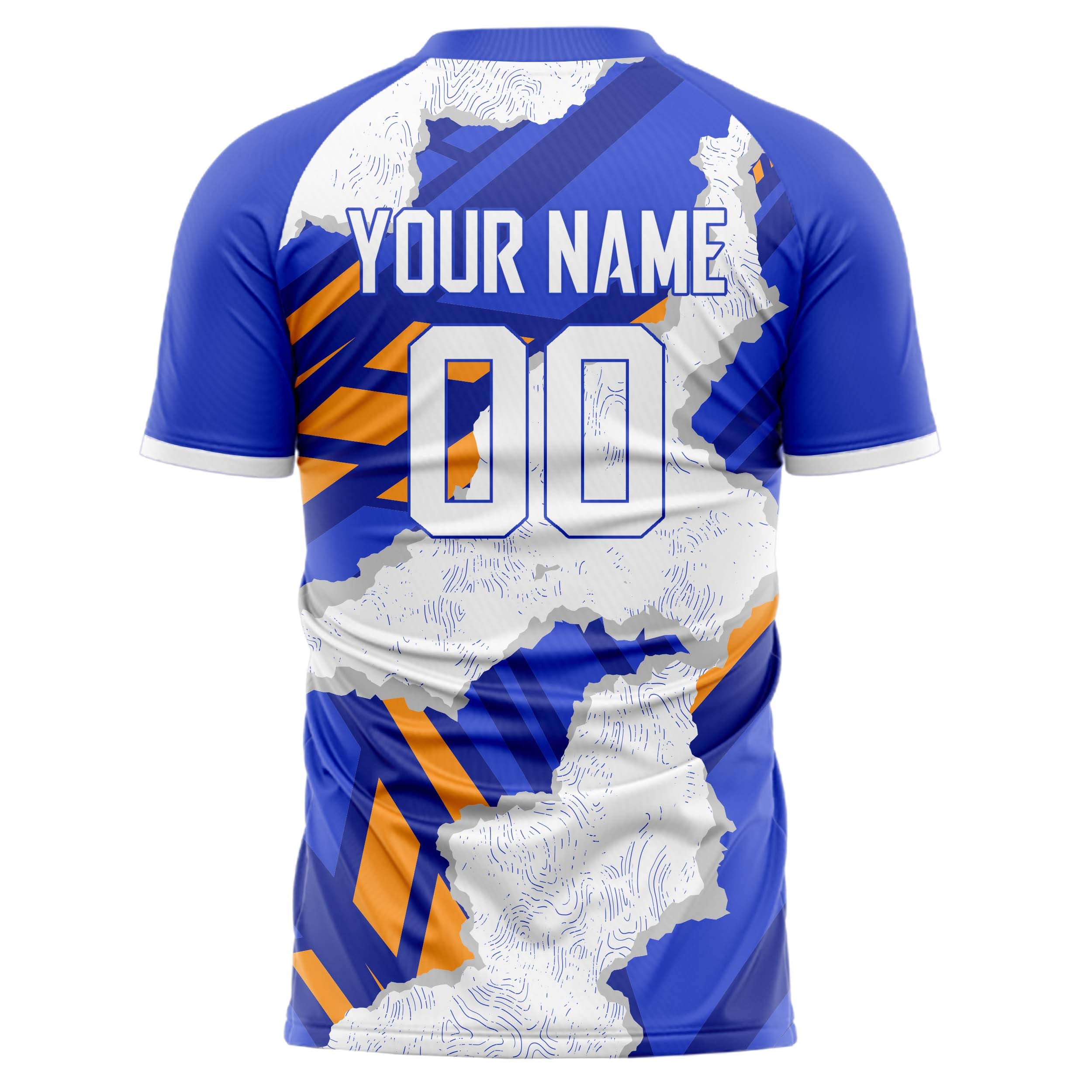 Personalized White & Blue Pattern Soccer Jersey