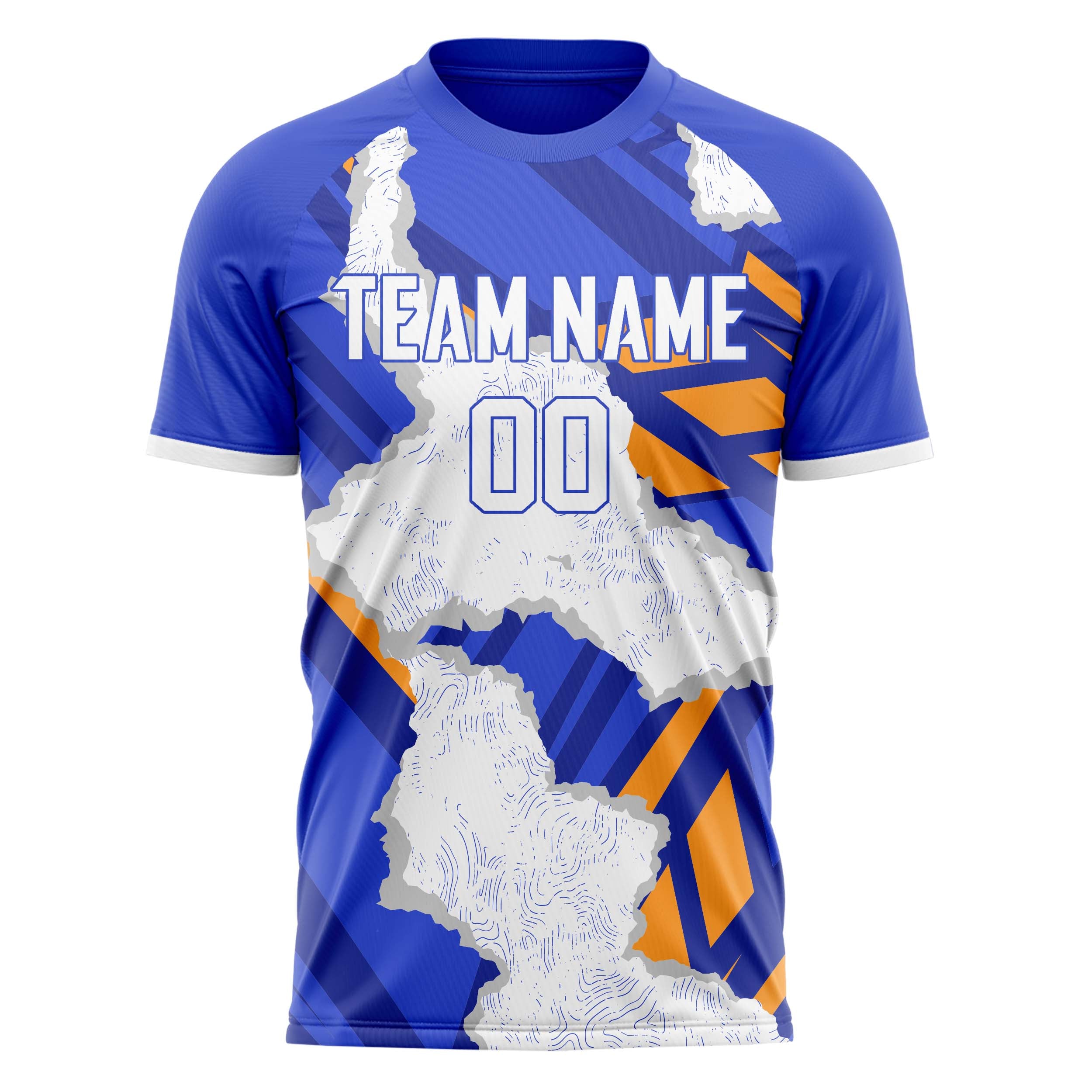 Personalized White & Blue Pattern Soccer Jersey