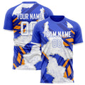 Personalized White & Blue Pattern Soccer Jersey