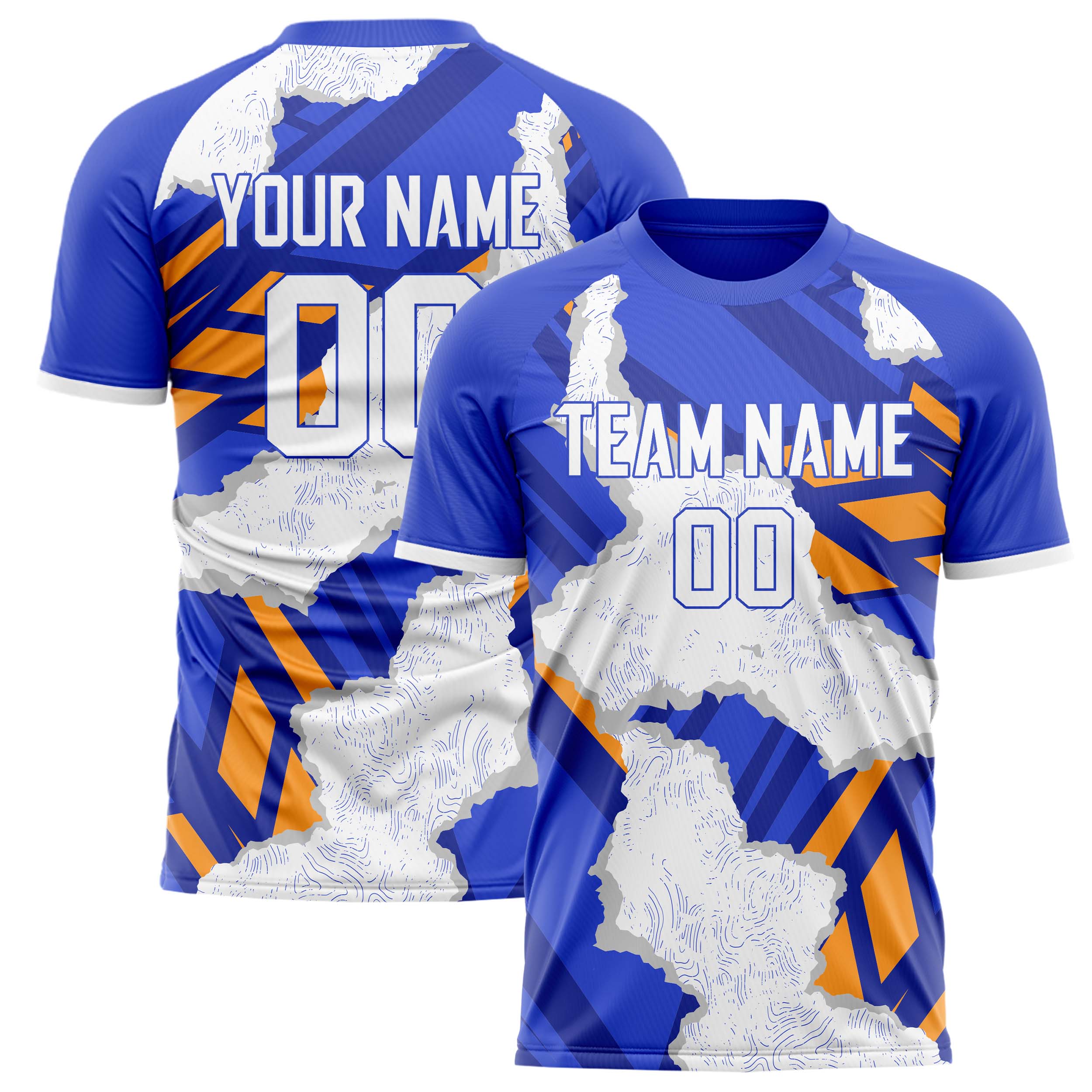 Personalized White & Blue Pattern Soccer Jersey