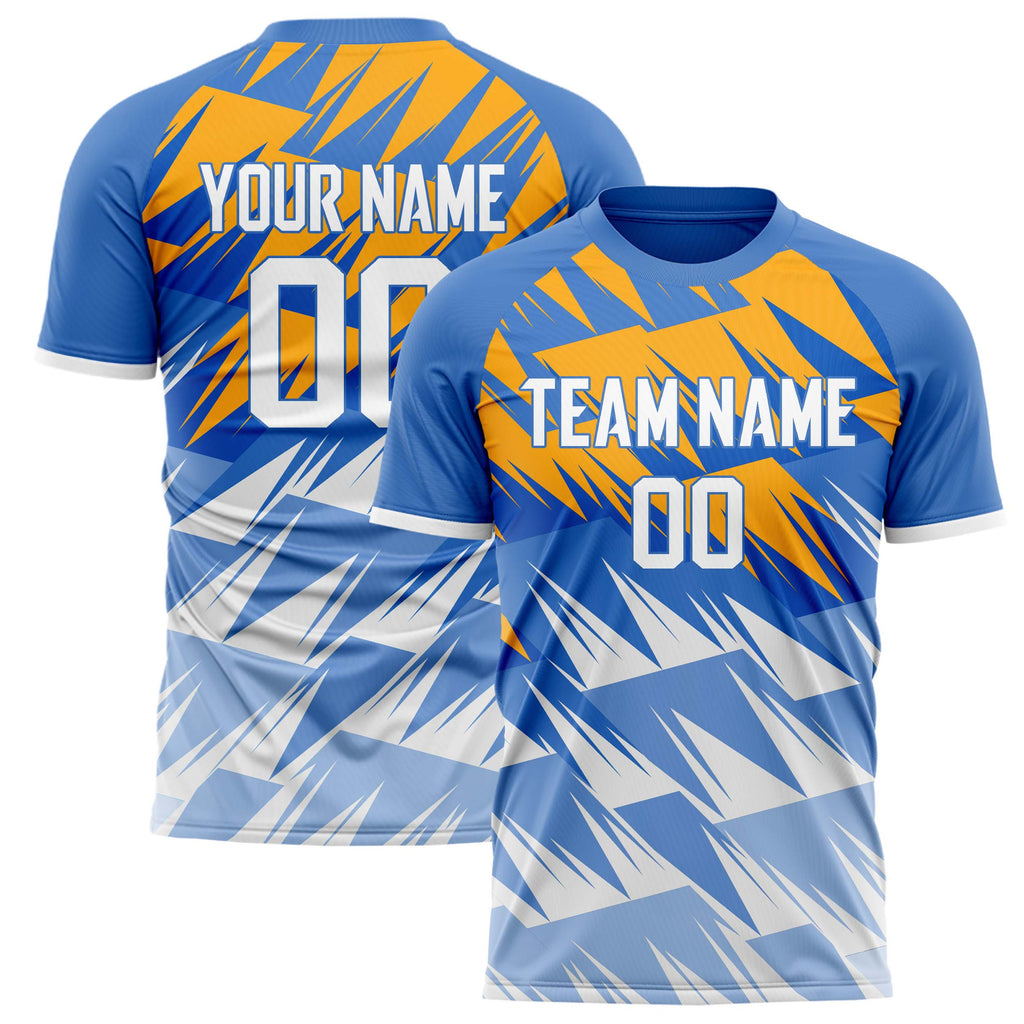 Personalized Blue & White Pattern Soccer Jersey
