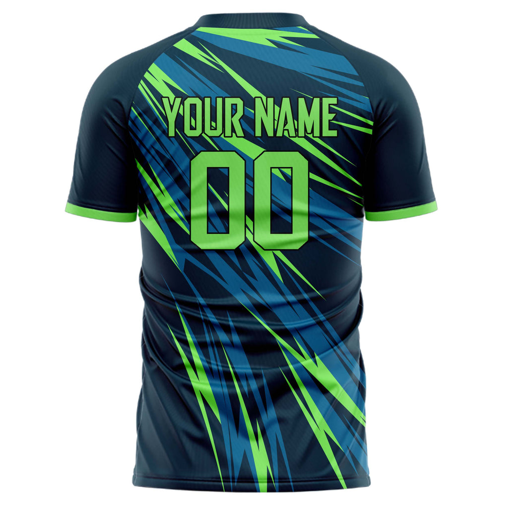 Personalized Navy & Neon Green Pattern Soccer Jersey