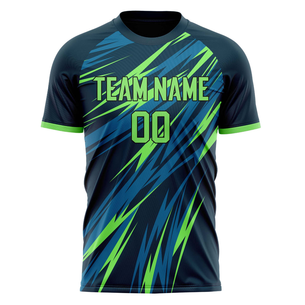 Personalized Navy & Neon Green Pattern Soccer Jersey