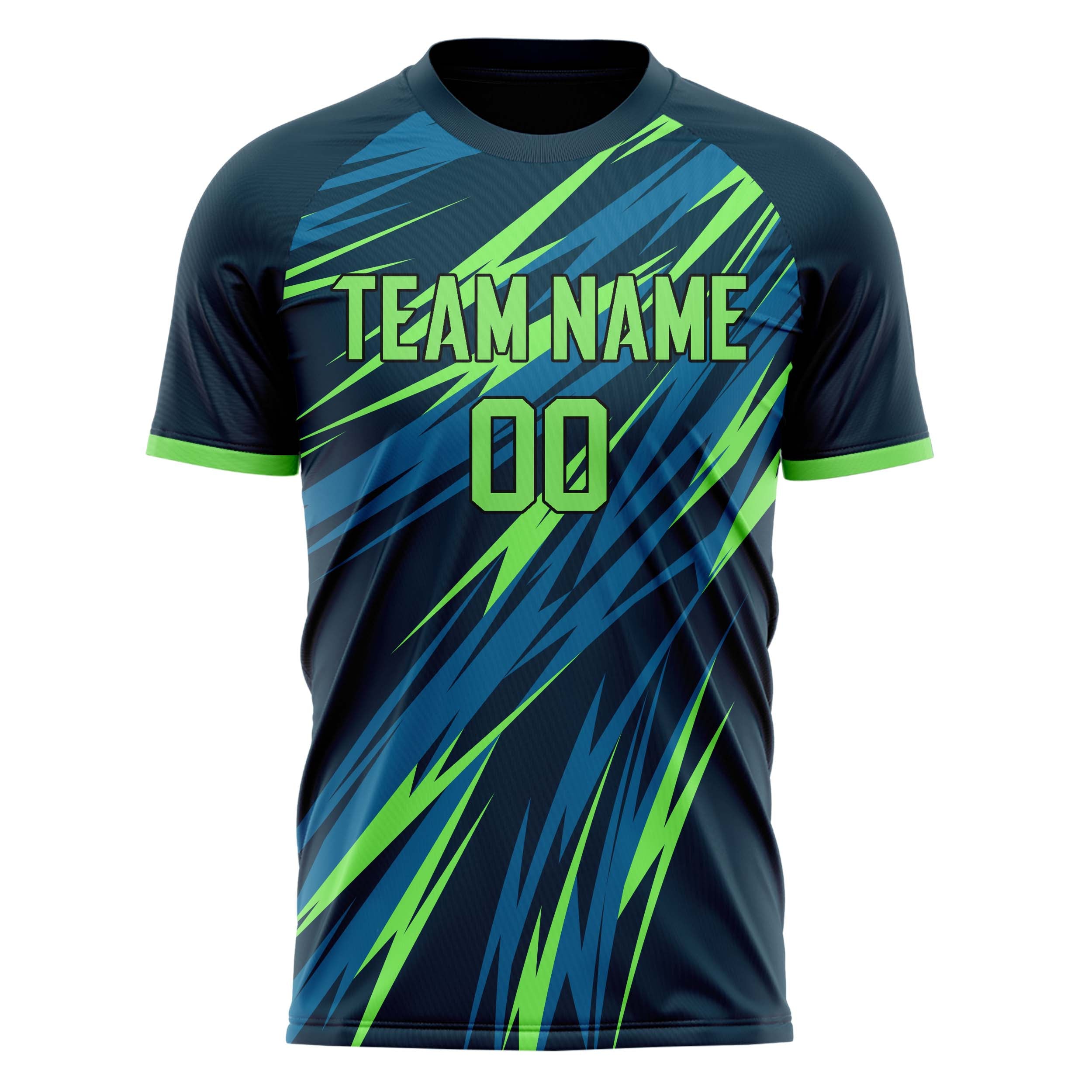 Personalized Navy & Neon Green Pattern Soccer Jersey