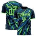 Personalized Navy & Neon Green Pattern Soccer Jersey