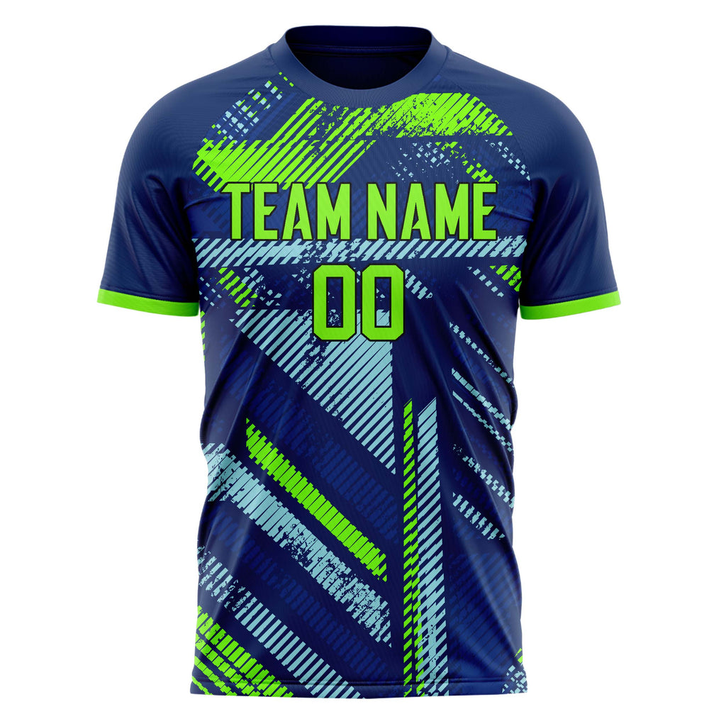 Personalized Navy & Teal Pattern Soccer Jersey