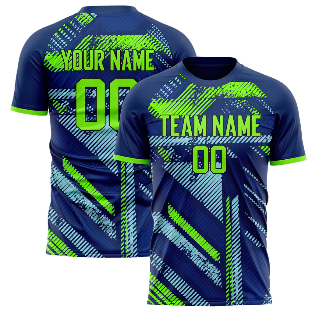 Personalized Navy & Teal Pattern Soccer Jersey