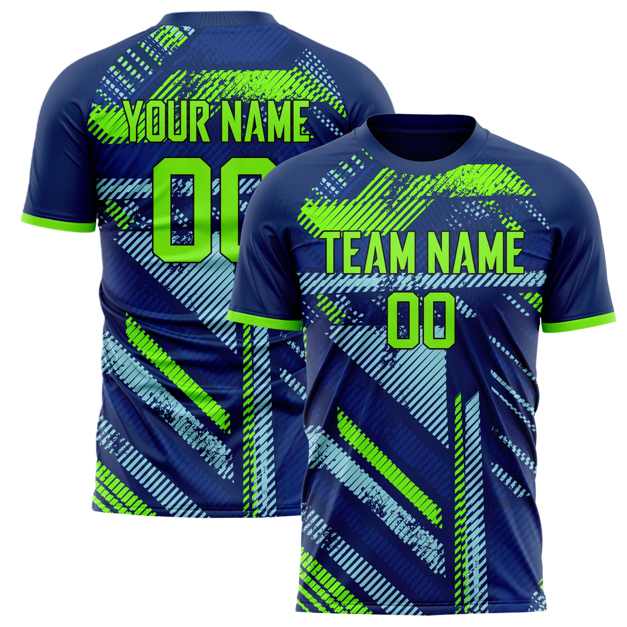 Personalized Navy & Teal Pattern Soccer Jersey
