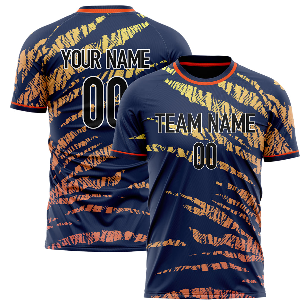 Personalized Navy & Red Pattern Soccer Jersey