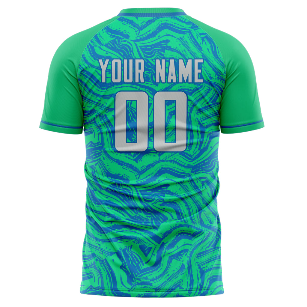 Personalized Teal & Blue Pattern Soccer Jersey