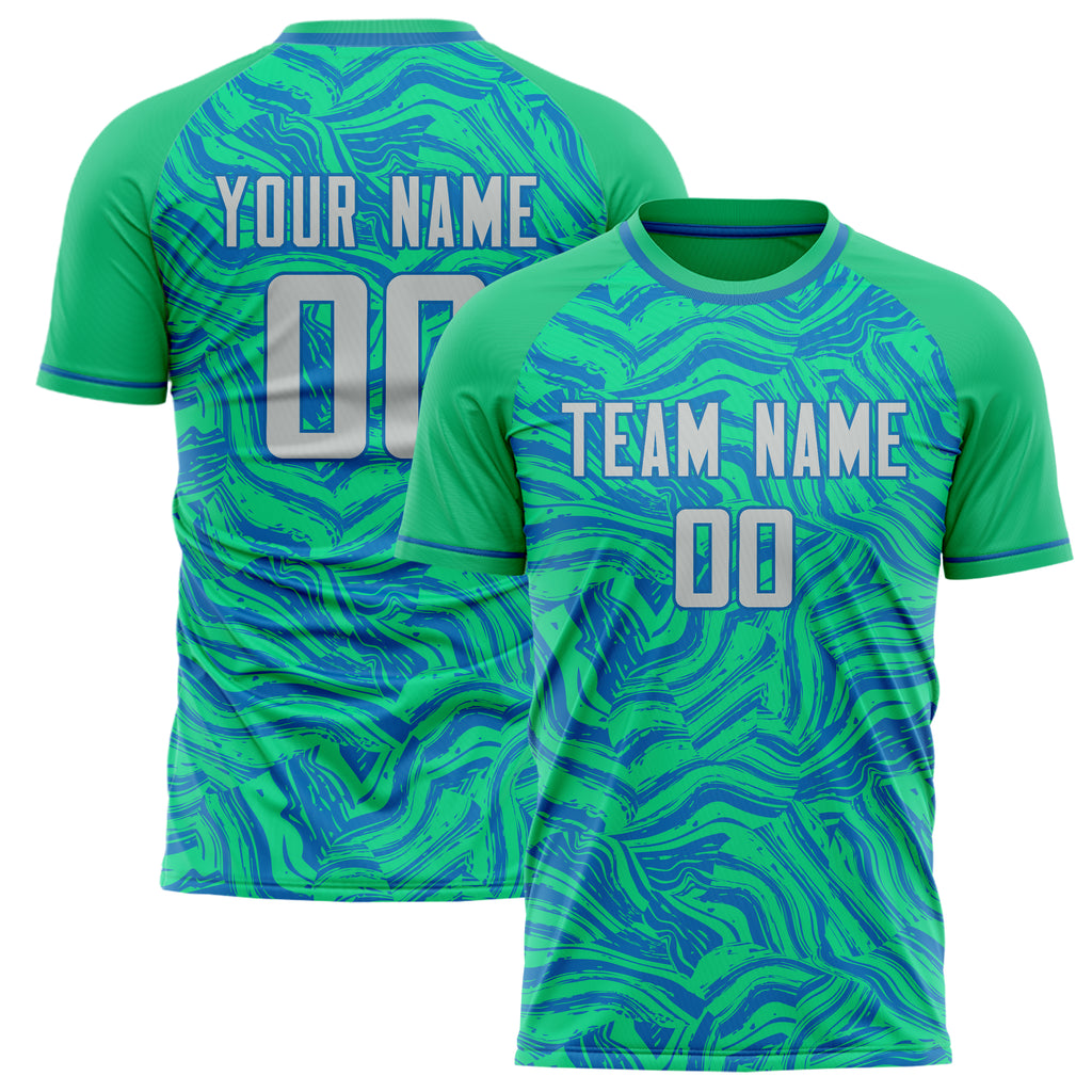Personalized Teal & Blue Pattern Soccer Jersey
