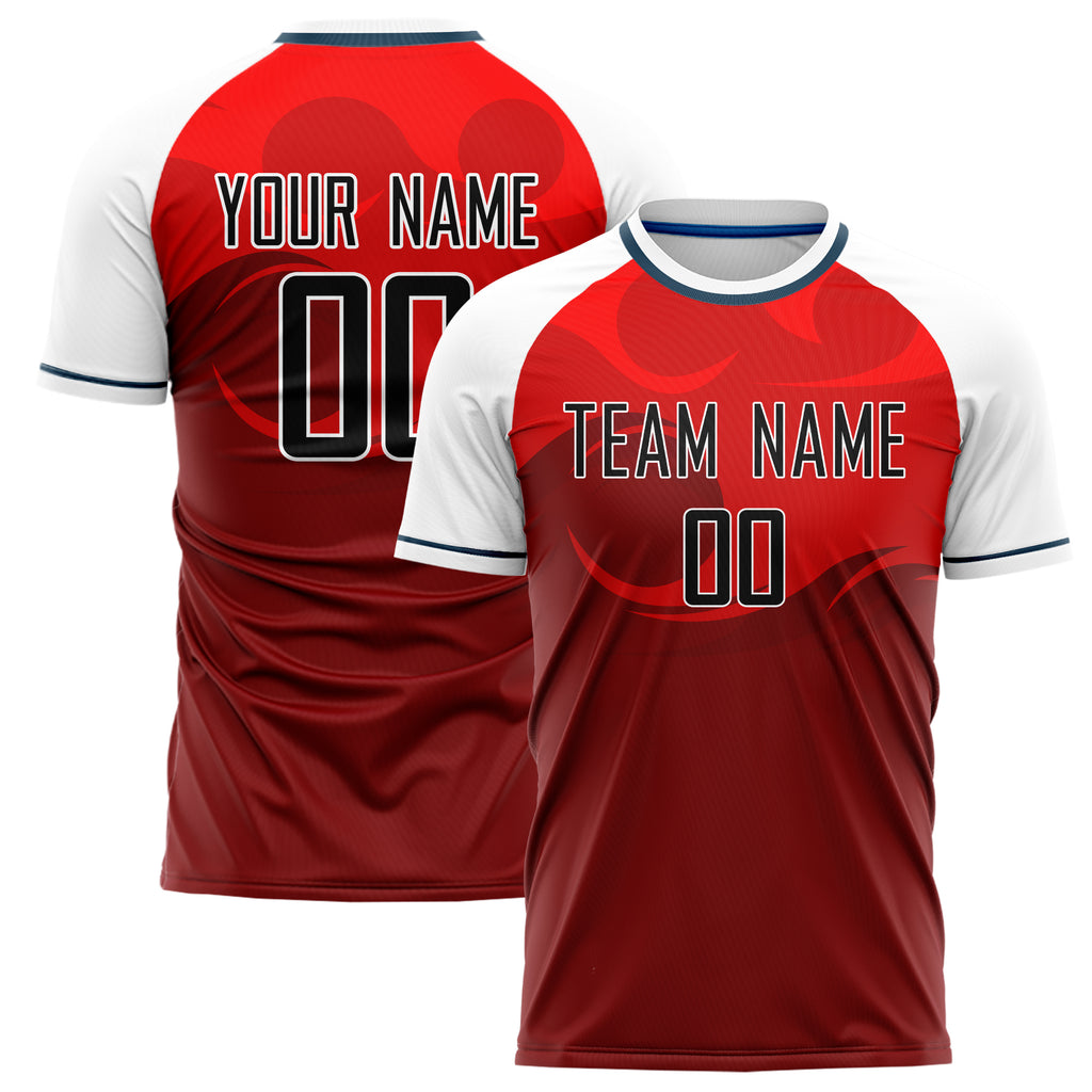 Personalized Red & White Pattern Soccer Jersey